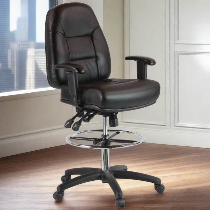Harwick Premium Leather Drafting Chair with Arms