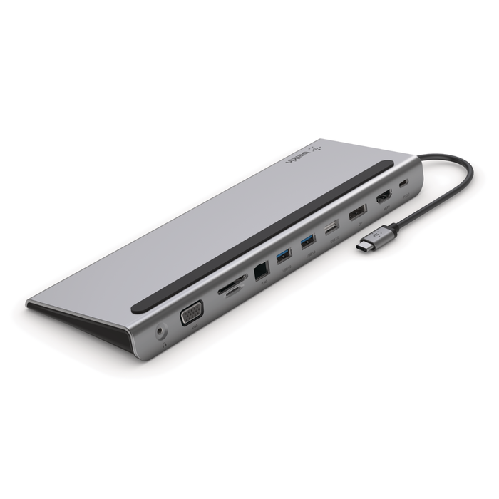 Belkin Univsersal USB-C 11-in-1 Multiport Dock - Laptop Docking station top side view.