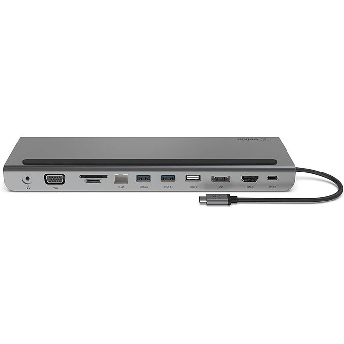 Belkin Univsersal USB-C 11-in-1 Multiport Dock - Laptop Docking station rear view.