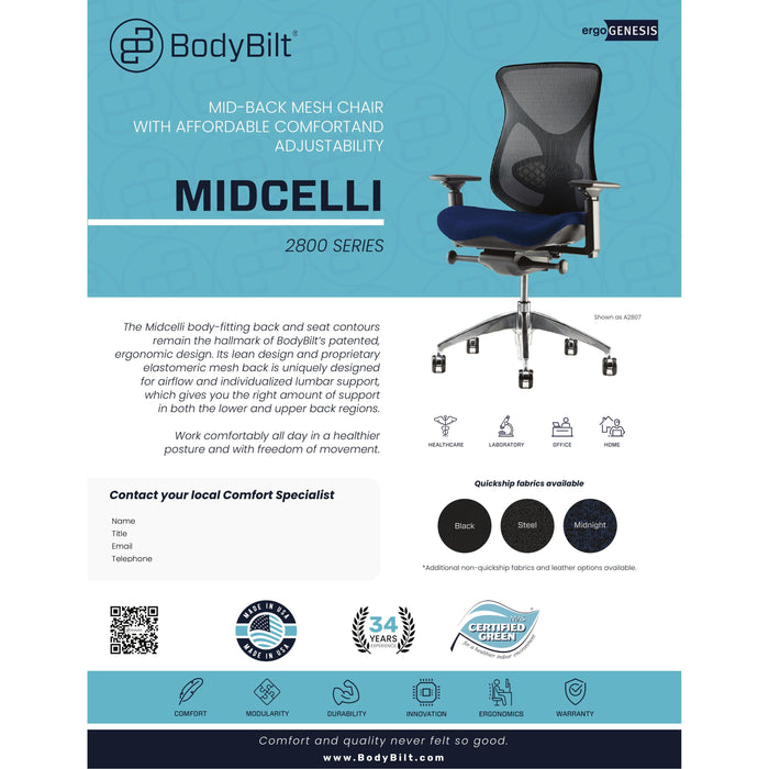 BodyBilt Midcelli Mid Back Mesh Chair