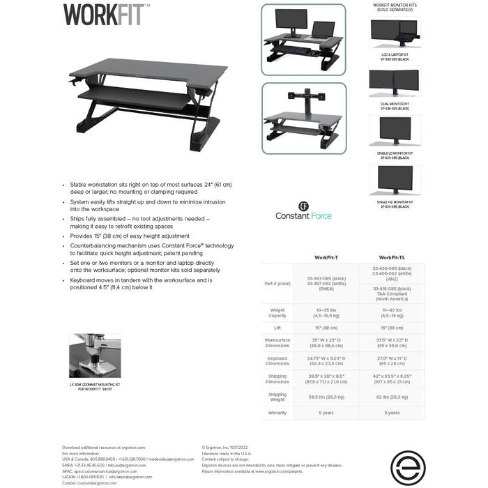 Ergotron WorkFit-TL, Standing Desk Workstation