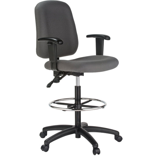 Harwick Contoured Dual Function Drafting Stool With Arms Gray right front