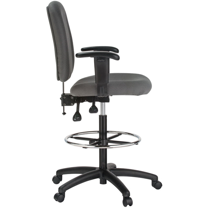 Harwick Contoured Dual Function Drafting Stool With Arms Gray side