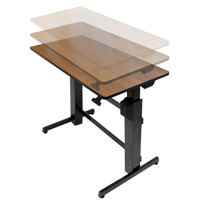 Ergotron WorkFit-D Sit-Stand Desk Walnut rising