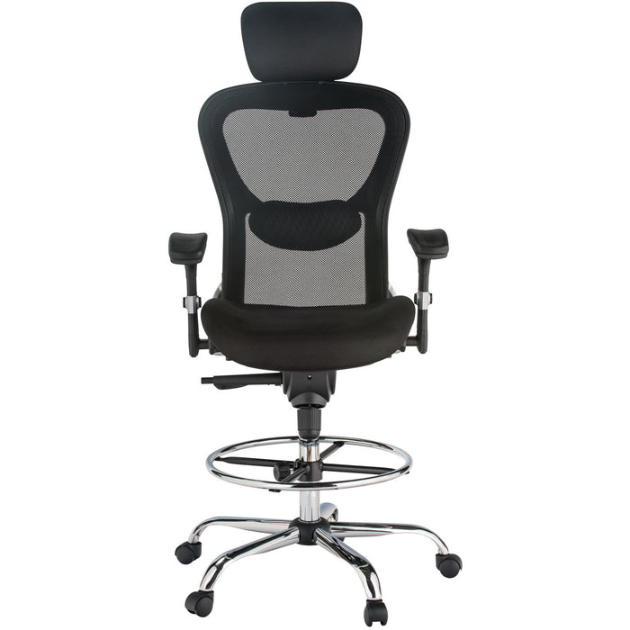 Harwick Deluxe Mesh Drafting Stool with Arms with headrest frontal view