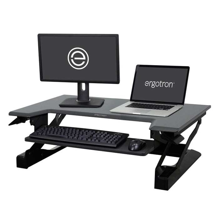 Ergotron WorkFit-T, Standing Desk Workstation (Black With Grey Surface)