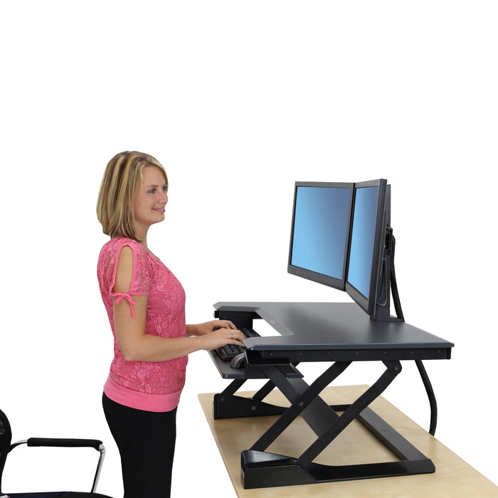 Ergotron WorkFit-T, Standing Desk Workstation (Black With Grey Surface)