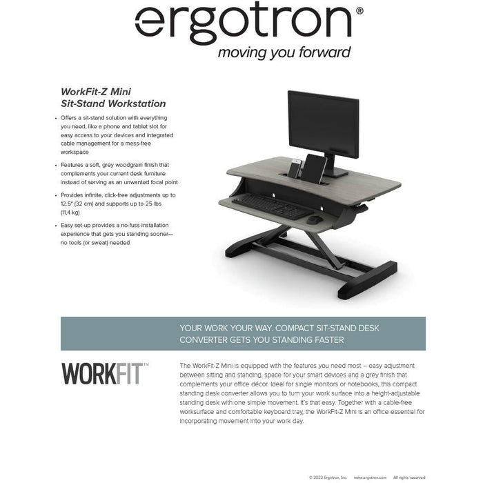 Ergotron WorkFit-Z Mini, Standing Desk Workstation