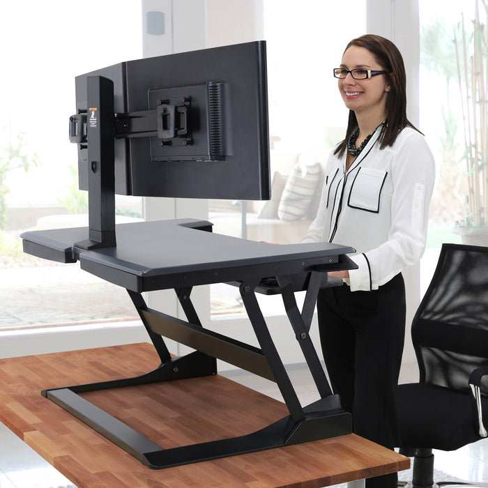 Ergotron WorkFit-T, Standing Desk Workstation (Black With Grey Surface)