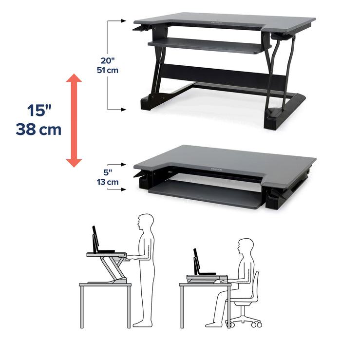 Ergotron WorkFit-T, Standing Desk Workstation (Black With Grey Surface)