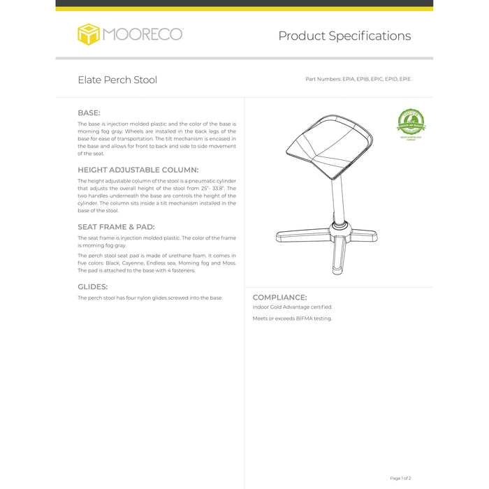 MooreCo Elate Perch Stool