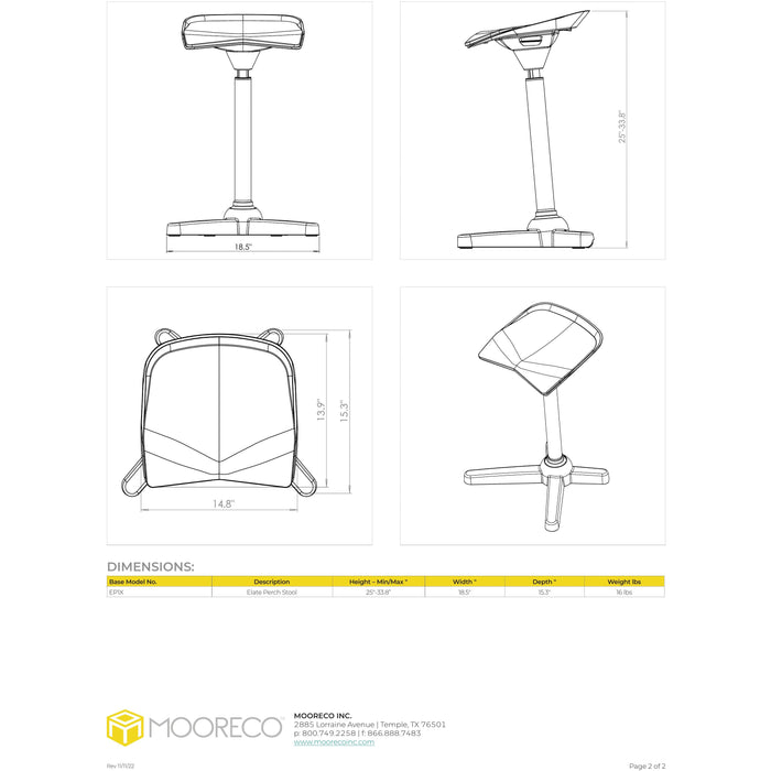 MooreCo Elate Perch Stool