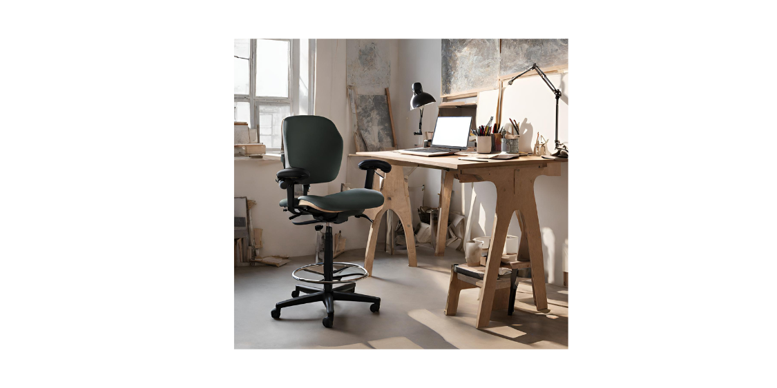 Ergonomic drafting chair in an artists studio