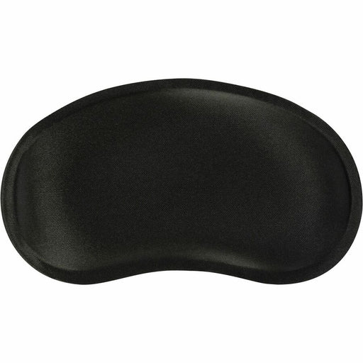 Ergonomic black wrist rest for keyboard, oval-shaped and made of memory foam. Top View