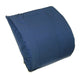 Blue lumbar support cushion designed for enhanced back comfort. The cushion features a contoured shape for optimal spine alignment and is upholstered in durable blue fabric. Ideal for improving posture and reducing back pain while sitting.
