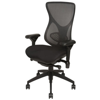 BodyBilt Aircelli – High Back Mesh Chair 2707 Black mesh with Black Seat Front Side View