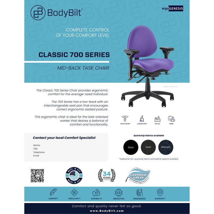 BodyBilt Classic 700 Mid-Back Task Chair