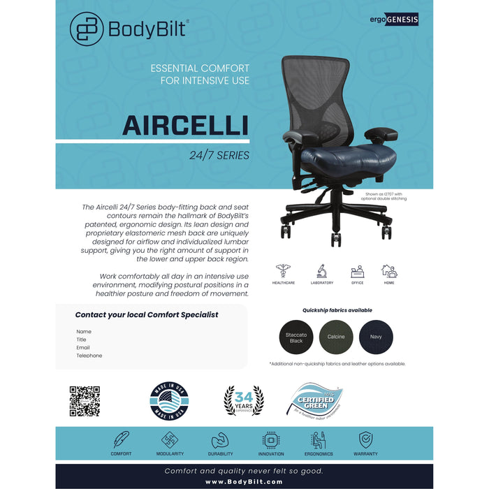 Aircelli 24/7 product sheet with available colors