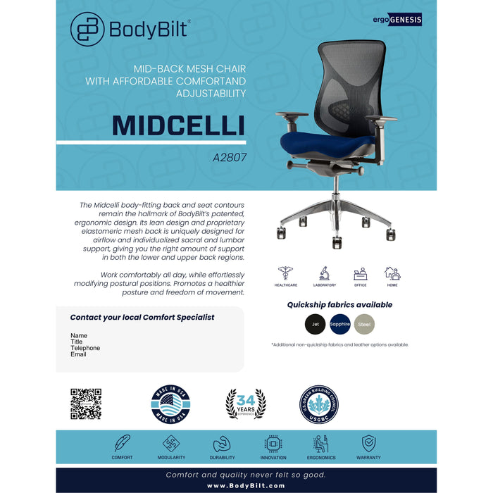 BodyBilt Midcelli Mid Back Mesh Chair
