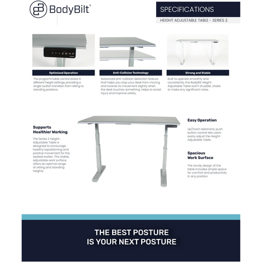 BodyBilt® Height-Adjustable Table – Series 2 product specifications