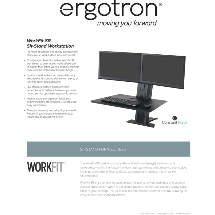 Ergotron WorkFit-SR, Dual Monitor, Standing Desk Workstation