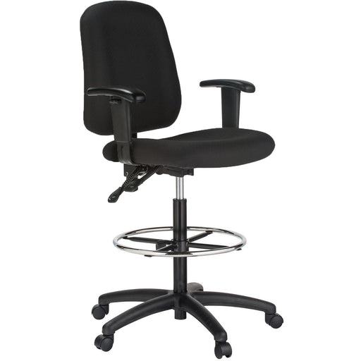 Harwick Contoured Dual Function Drafting Stool With Arms Black right front