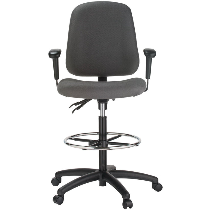 Harwick Contoured Dual Function Drafting Stool With Arms Gray Frontal