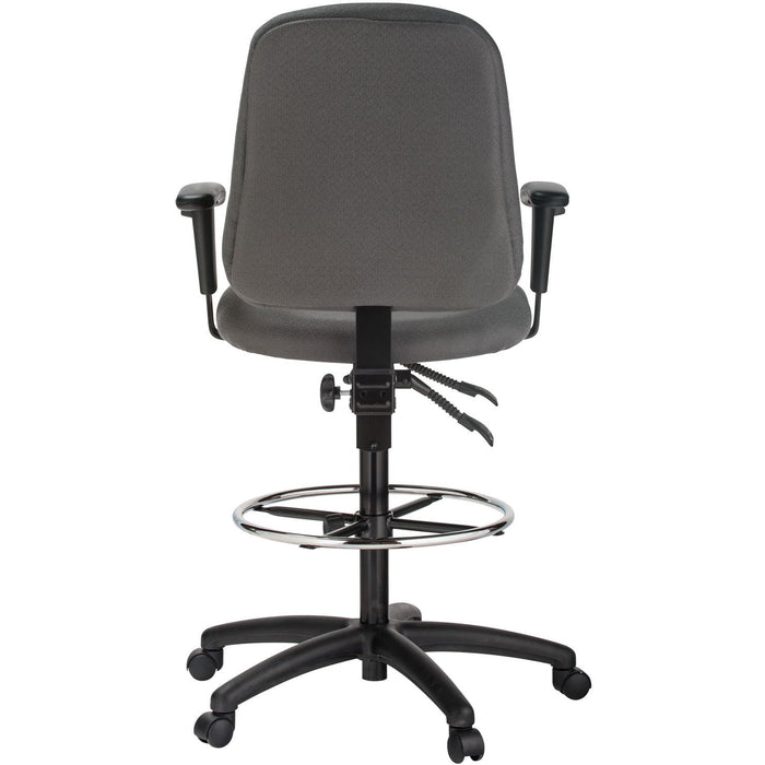 Harwick Contoured Dual Function Drafting Stool With Arms Gray Rear