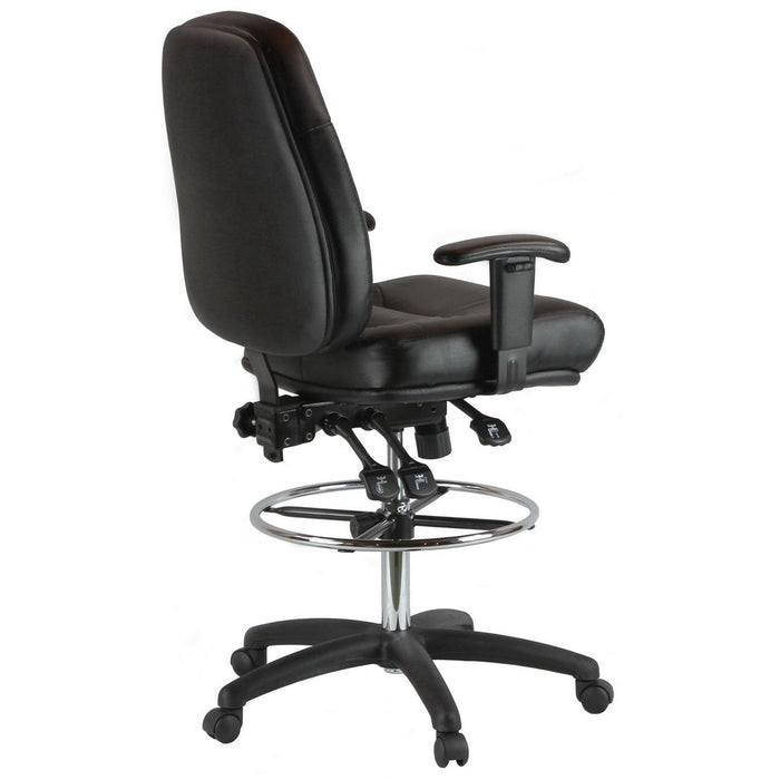 Harwick Premium Leather Drafting Chair with Arms 100KL Rear Side