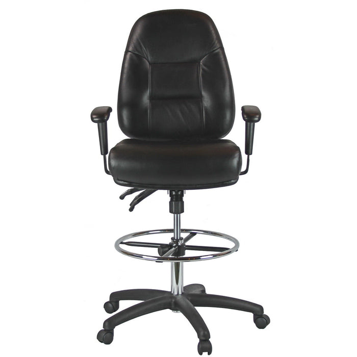 Harwick Premium Leather Drafting Chair with Arms 100KL front