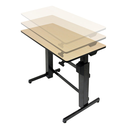 Ergotron WorkFit-D Sit-Stand Desk Birch rising
