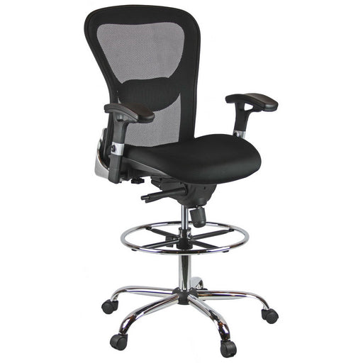 Harwick Deluxe Mesh Drafting Stool with Arms left front facing