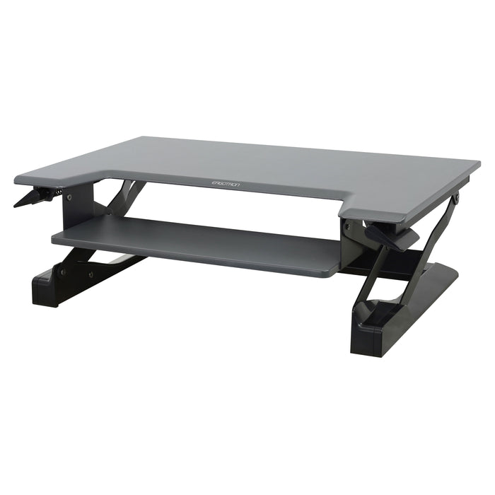 Ergotron WorkFit-T, Standing Desk Workstation (Black With Grey Surface)