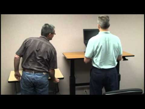 Ergotron WorkFit-D Sit-Stand Desk Walnut Video of non motorized function